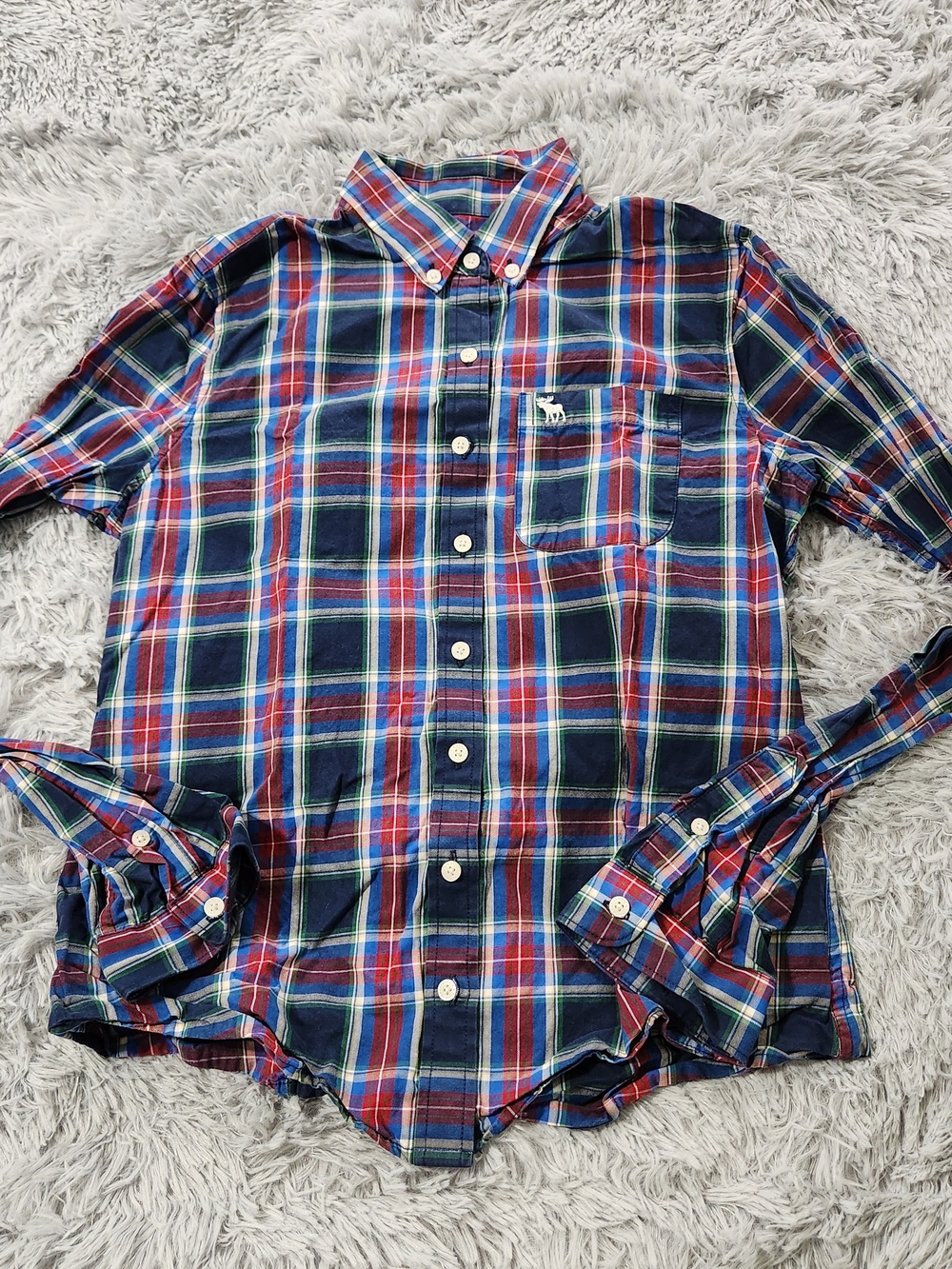 Abercrombie & Fitch Red, Green and Blue Plaid Button Down Shirt